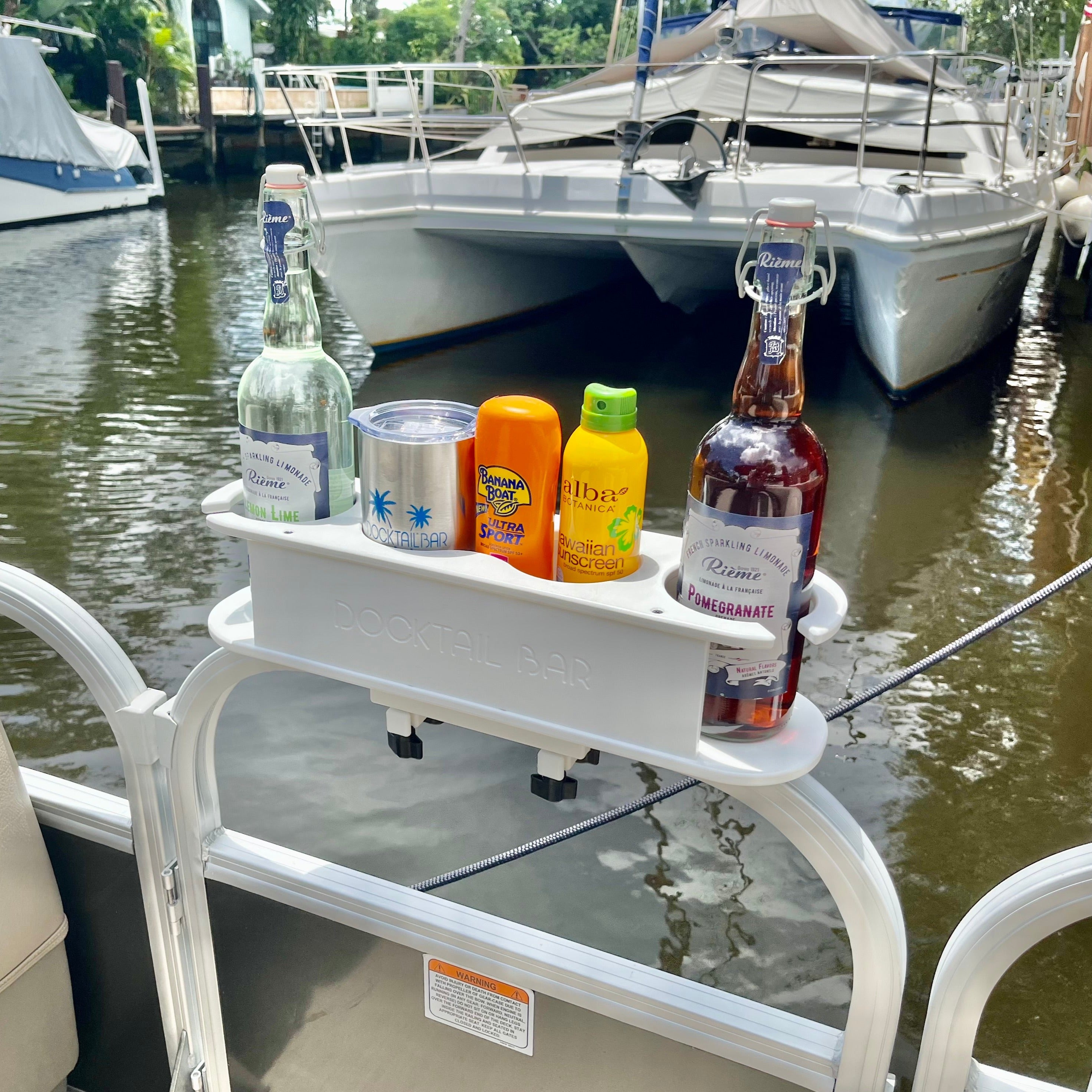 Docktail Bar Pontoon Boat Cup Holder Caddy - Multiple Colors Available with SeaDek Kit Option