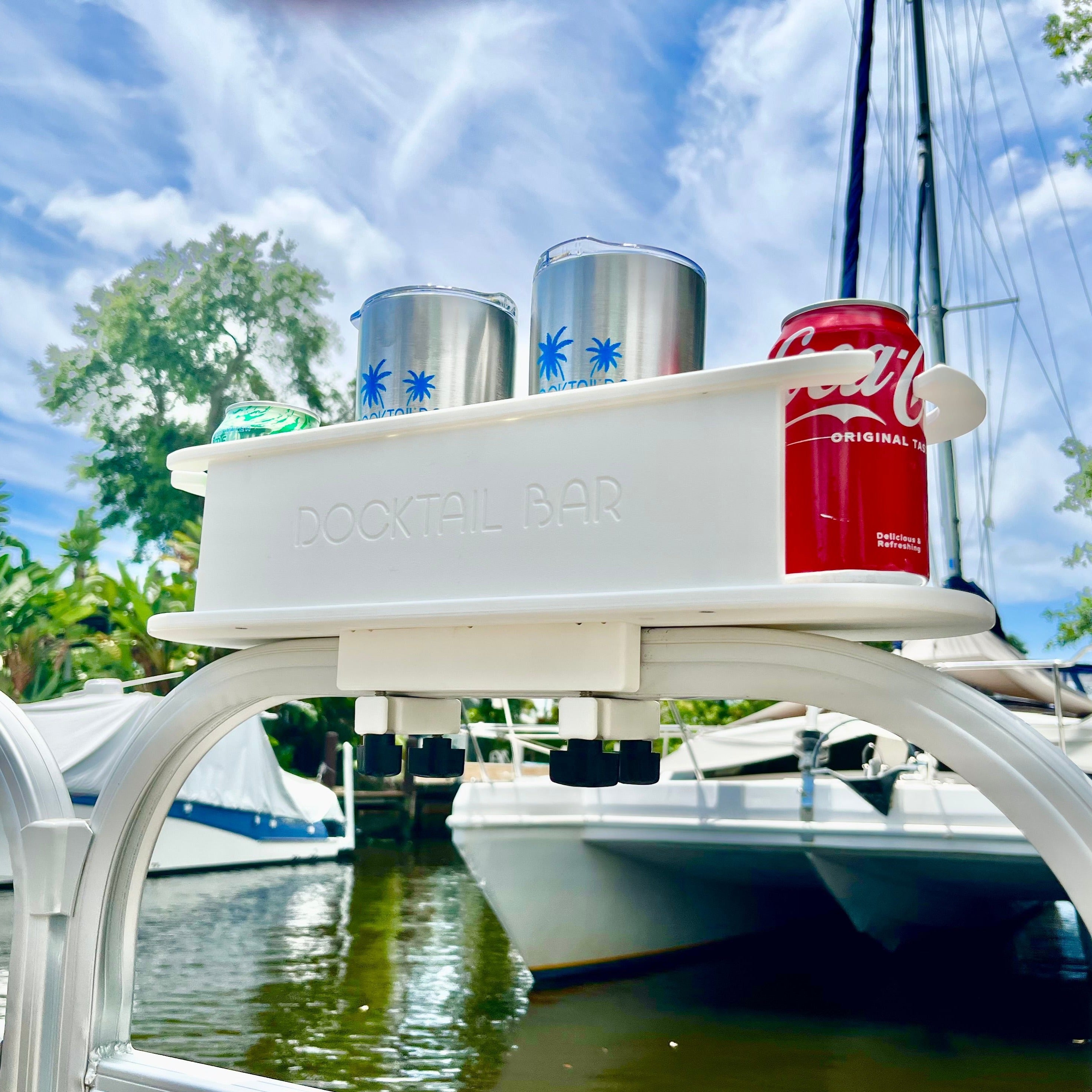 Docktail Bar Pontoon Boat Cup Holder Caddy - Multiple Colors Available with SeaDek Kit Option