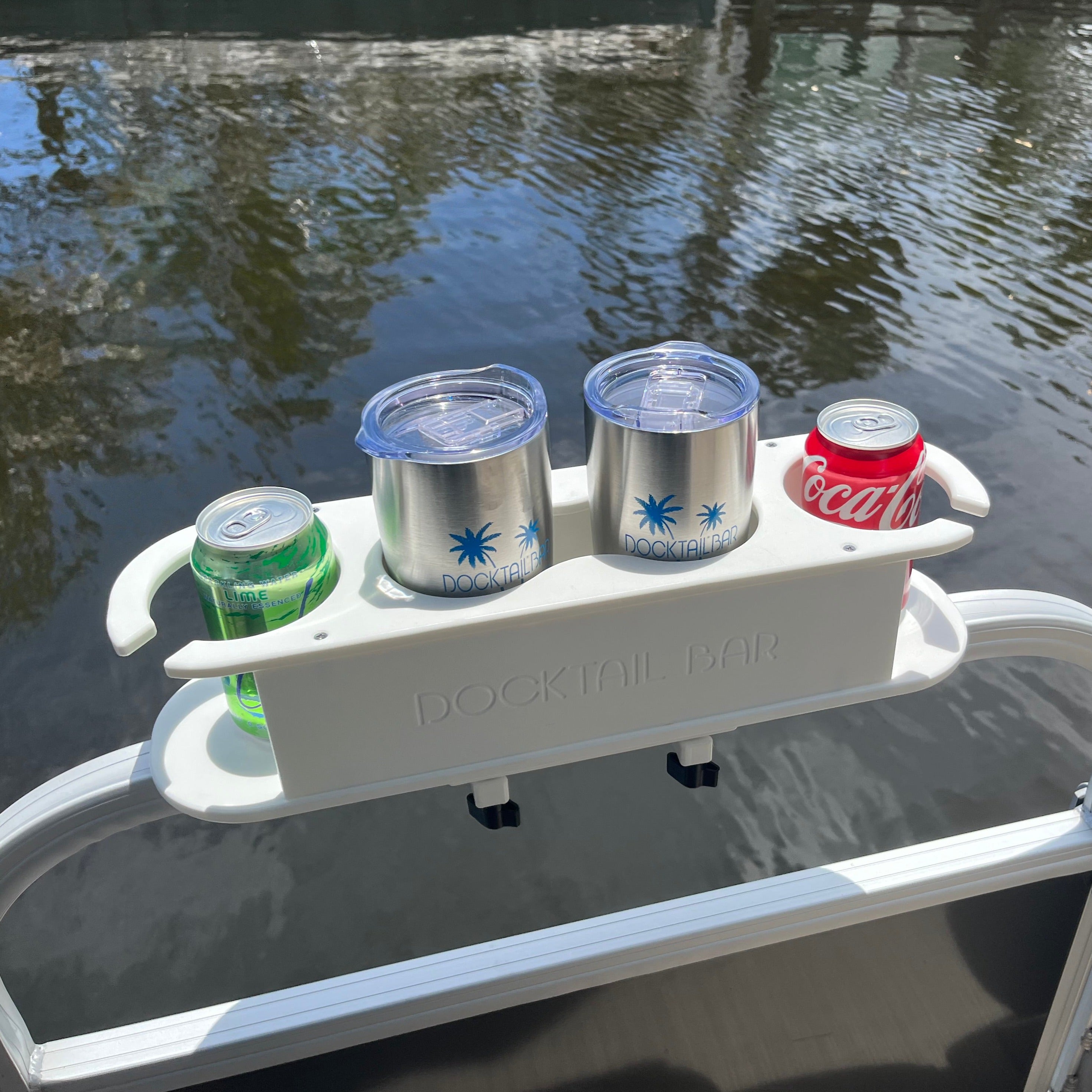 Docktail Bar Pontoon Boat Cup Holder Caddy - Multiple Colors Available with SeaDek Kit Option