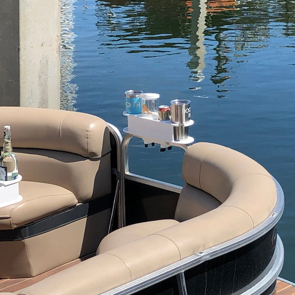 Docktail Bar Pontoon Boat Cup Holder Caddy - Multiple Colors Available with SeaDek Kit Option