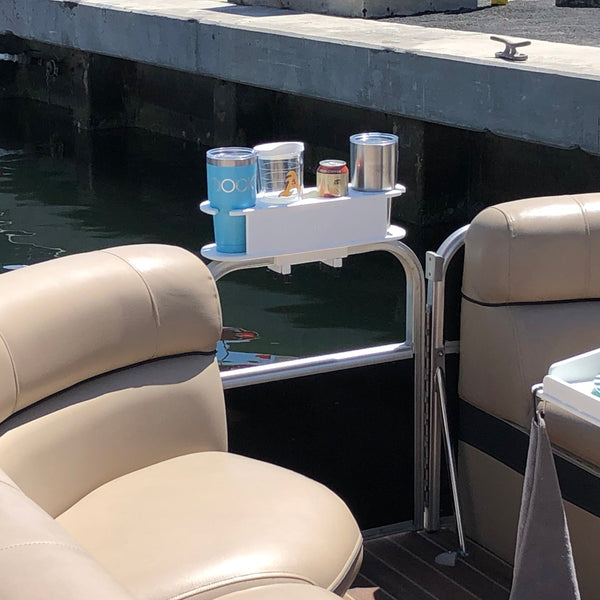 Docktail Bar Pontoon Boat Cup Holder Caddy - Multiple Colors Available with SeaDek Kit Option