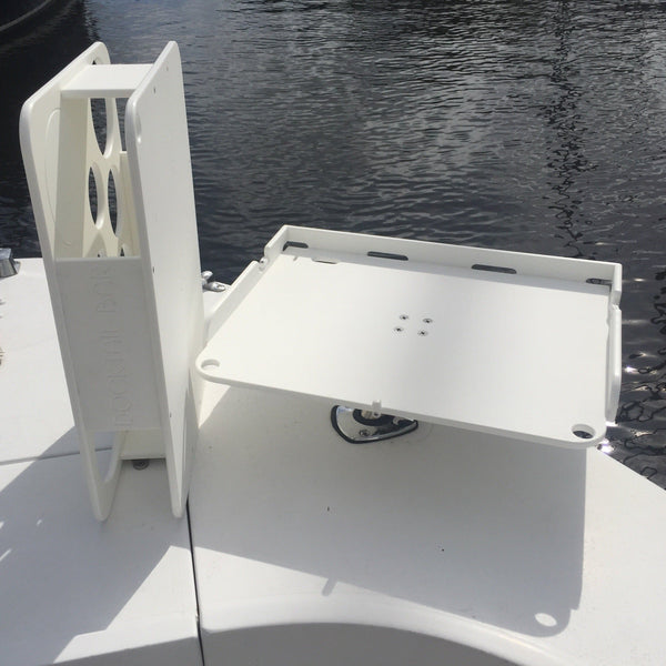 The Docktail Boat Table Caddy plus Bait Table Includes All Angle Adjustable Rod Holder Mount - Choose Your Color