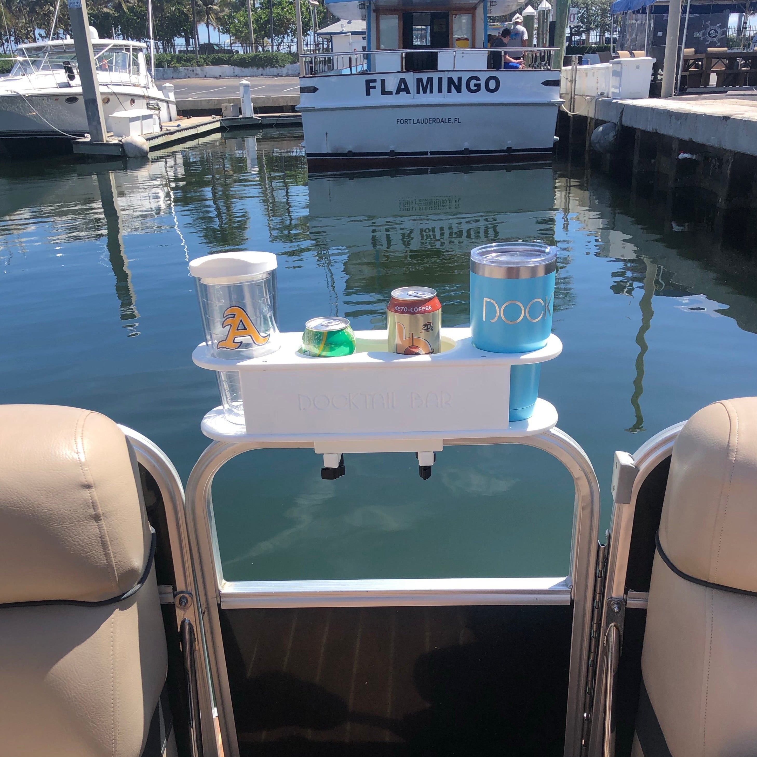 Docktail Bar Pontoon Boat Cup Holder Caddy - Multiple Colors Available with SeaDek Kit Option