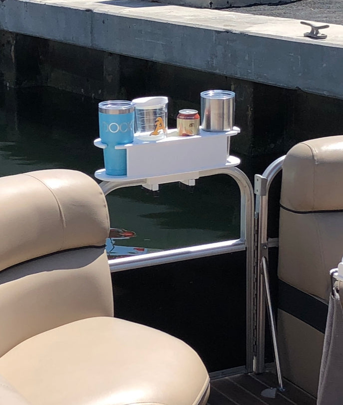 Docktail Bar Pontoon Boat Cup Holder Caddy - Multiple Colors Available with SeaDek Kit Option