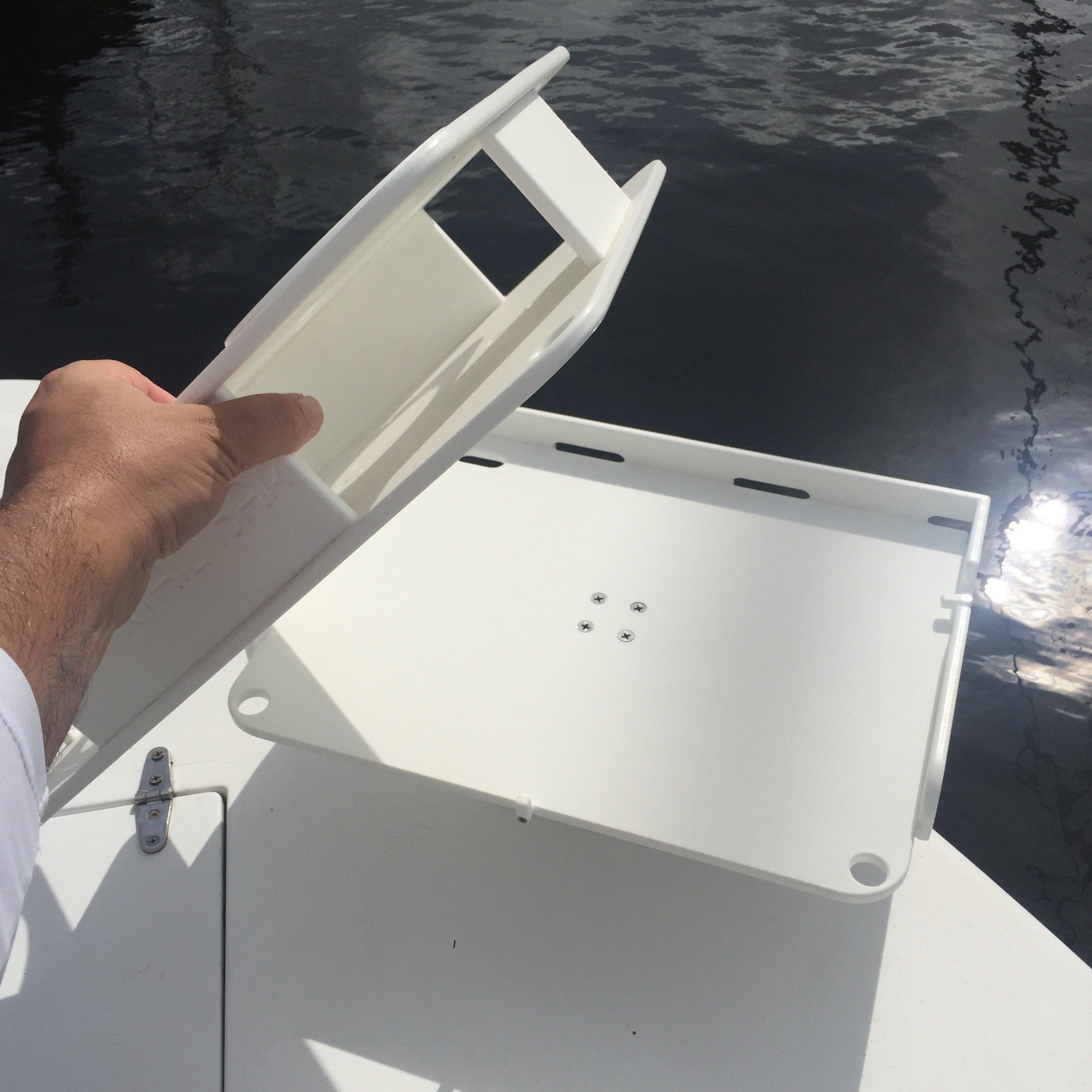 The Docktail Boat Table Caddy plus Bait Table Includes All Angle Adjustable Rod Holder Mount - Choose Your Color