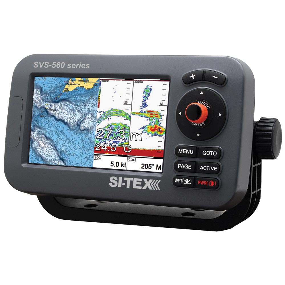 SI-TEX SVS-560CF-E Chartplotter - 5" Color Screen w/External GPS & Navionics+ Flexible Coverage