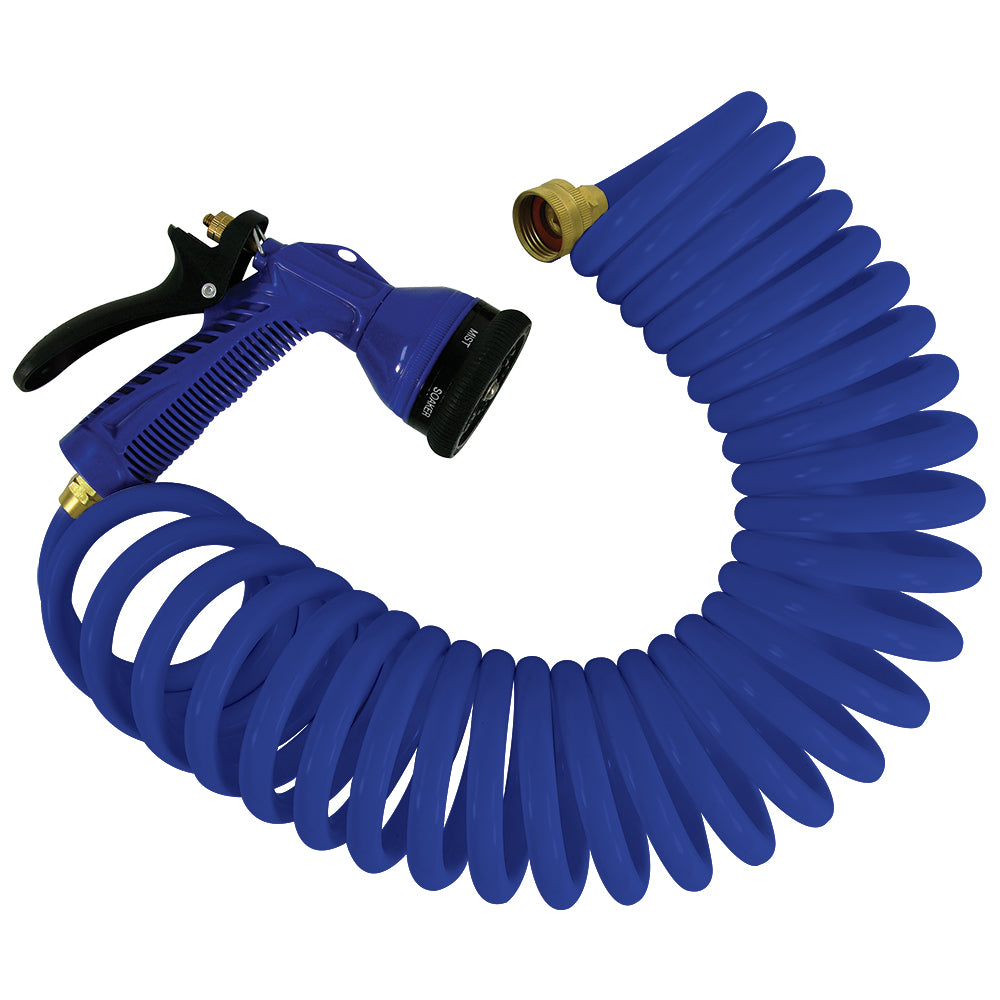 Whitecap 25 Blue Coiled Hose w/Adjustable Nozzle [P-0441B]
