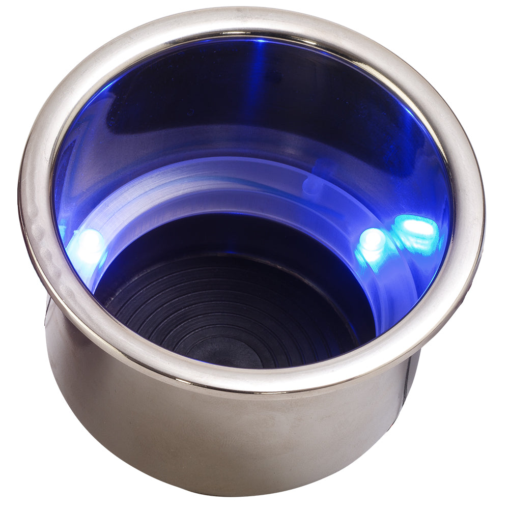 Sea-Dog LED Flush Mount Combo Drink Holder w/Drain Fitting - Blue LED