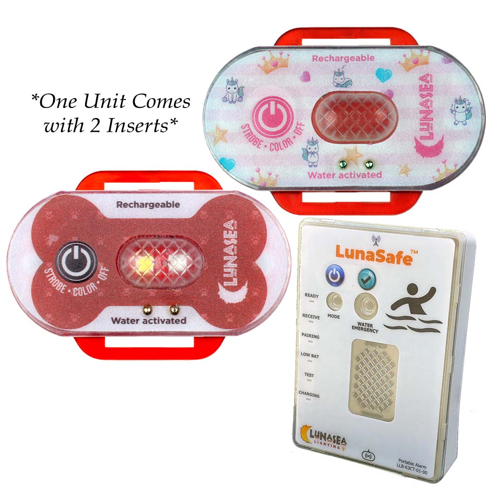 Lunasea Child/Pet Safety Water Activated Strobe Light w/RF Transmitter  Portable Audio/Visual Receiver - Red Case