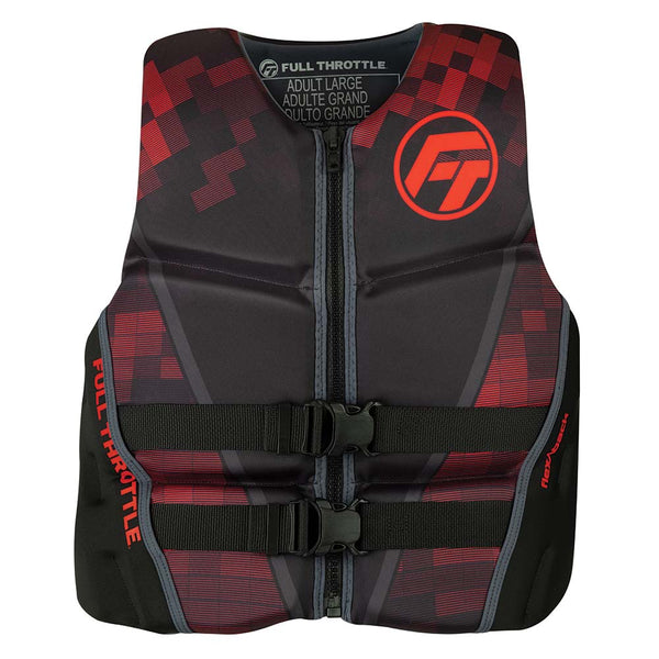 Full Throttle Mens Rapid-Dry Flex-Back Life Jacket - S - Black/Red