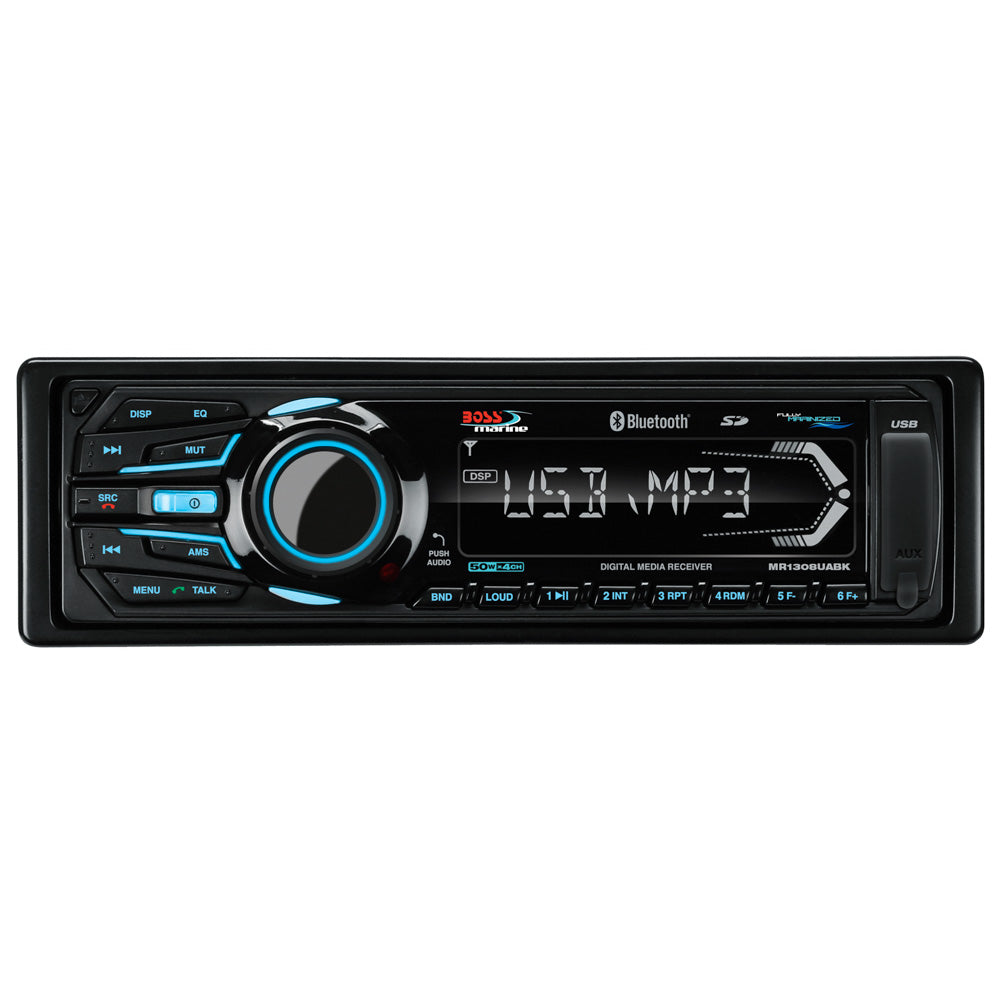 Boss Audio MR1308UABK Bluetooth - Fully Marinized MP3-Compatible Digital Media Receiver w/USB  SD Memory Card Ports  Aux Input